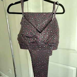 NWOT Matching JoyLab 2 piece leopard workout set leggings and sports bra Sz XL
